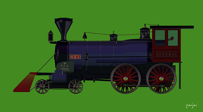 lokomotiva z boku 2D
