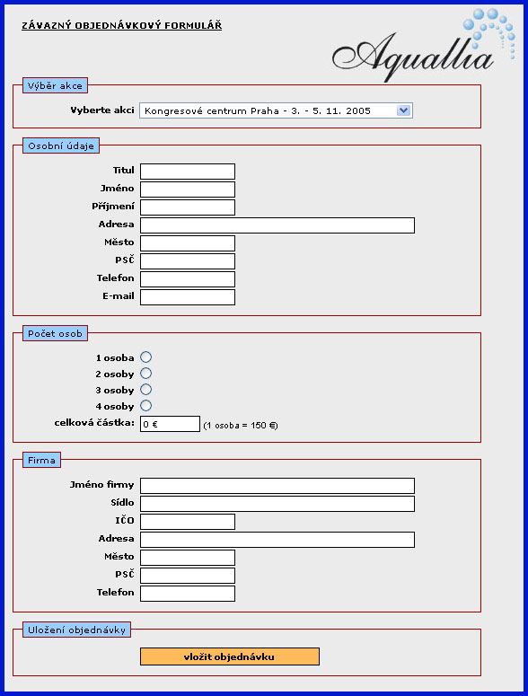 Aquallia online form